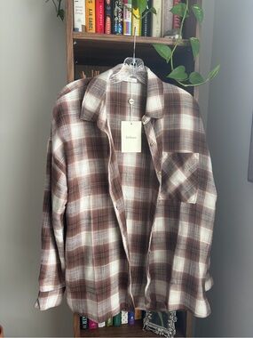 bohme Brown & White Plaid Button-Down Shirt